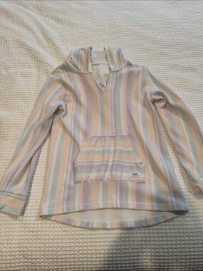 Roxy Pastel Striped Hooded Pullover in Cream, Pink, Blue & Lavender